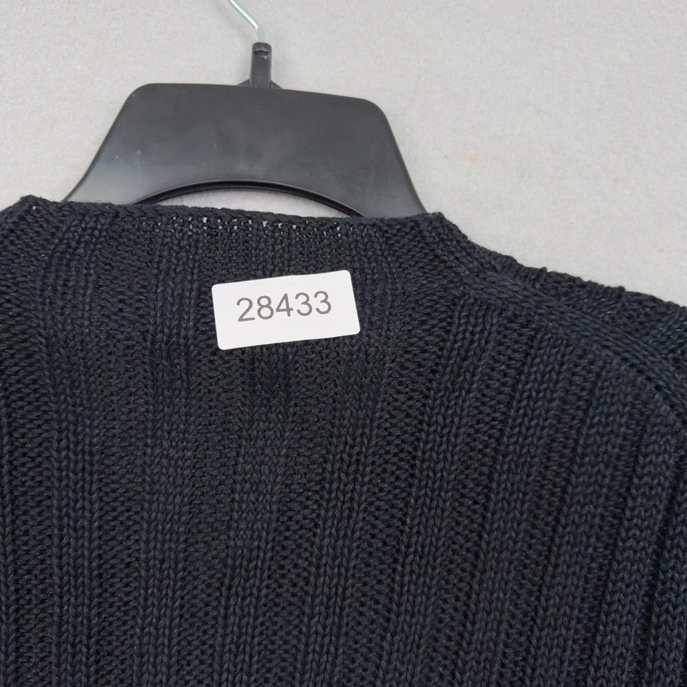 Polo Ralph Lauren Sweater Mens XL Black Ribbed Knit V-Neck 100% Linen Preppy